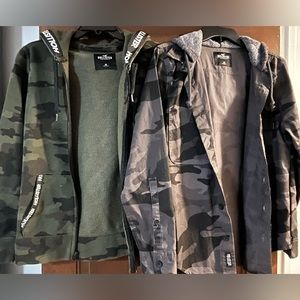 Two Hollister Camouflage Hooded Shirts